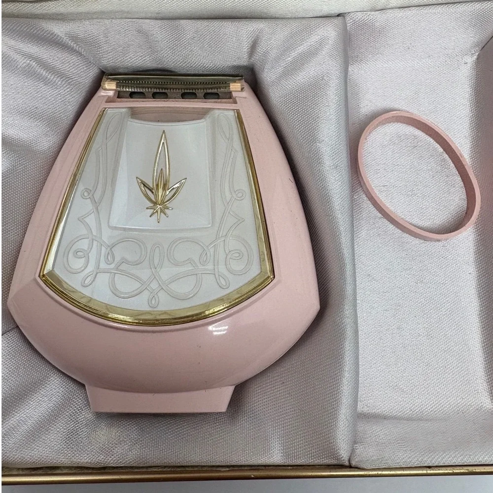 1960s Lady‎ Sunbeam LS5-1 Electric Shaver Pink Gold Starburst Original Box MCM